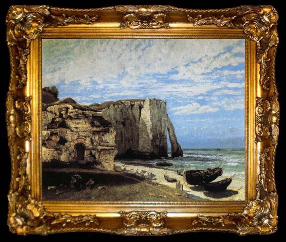framed  Courbet, Gustave The Cliff at Etretat after the Storm, ta009-2